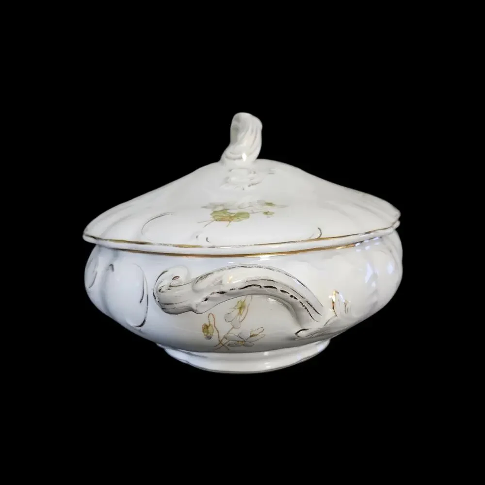 John Maddock & Sons Royal Vitreous England Antique Floral Covered Tureen